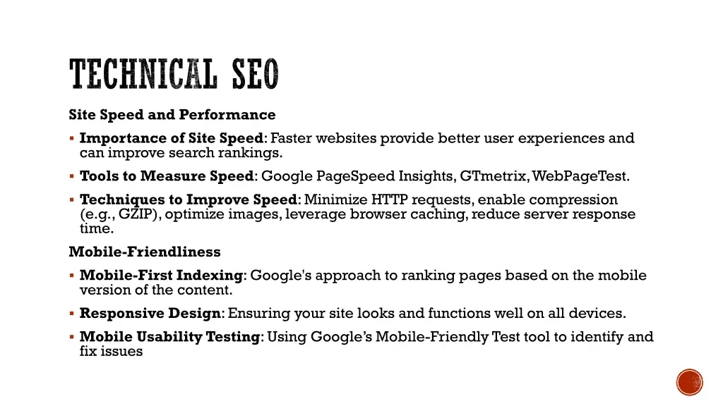 technical seo site speed and performance