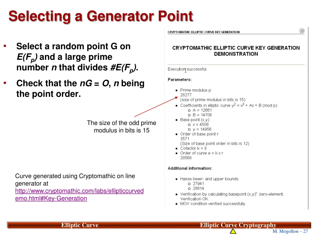 selecting a generator point
