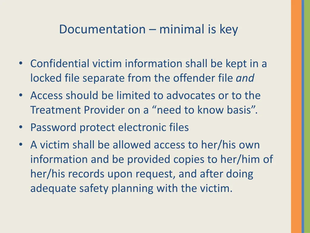 documentation minimal is key