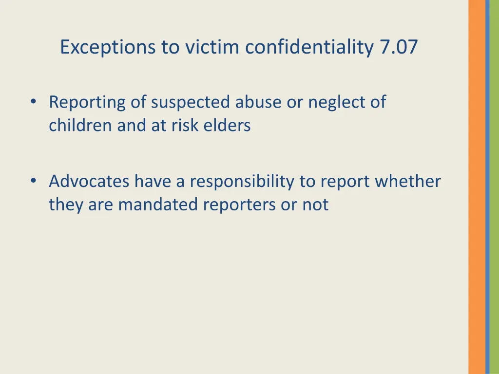 exceptions to victim confidentiality 7 07