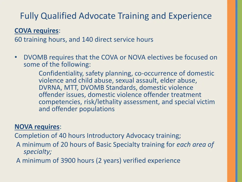 fully qualified advocate training and experience