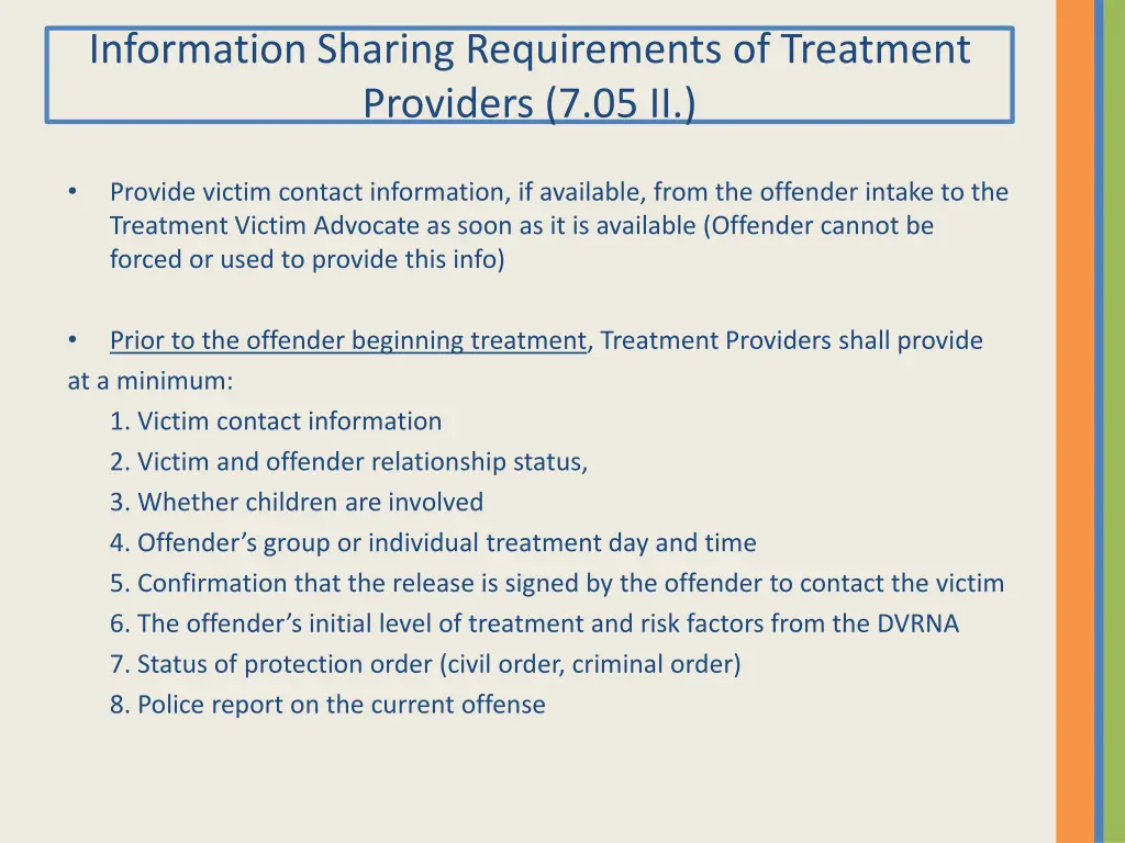 information sharing requirements of treatment