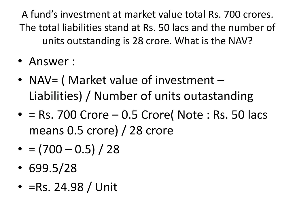 a fund s investment at market value total