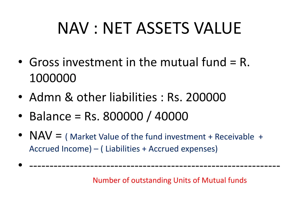 nav net assets value
