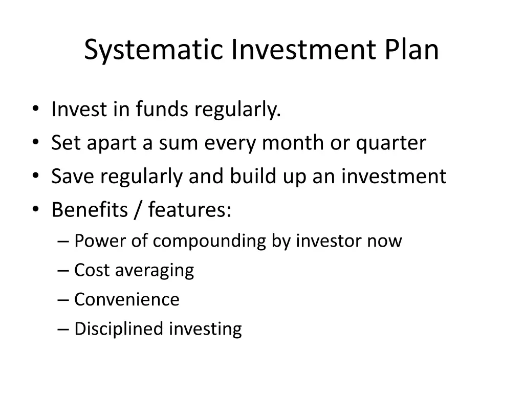 systematic investment plan