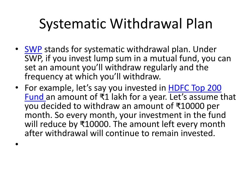 systematic withdrawal plan