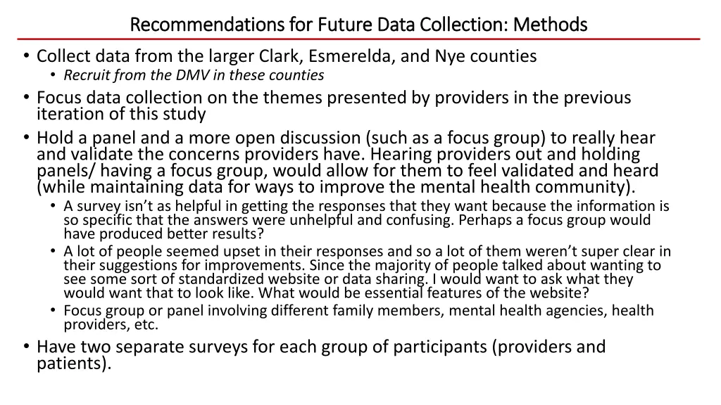recommendations for future recommendations
