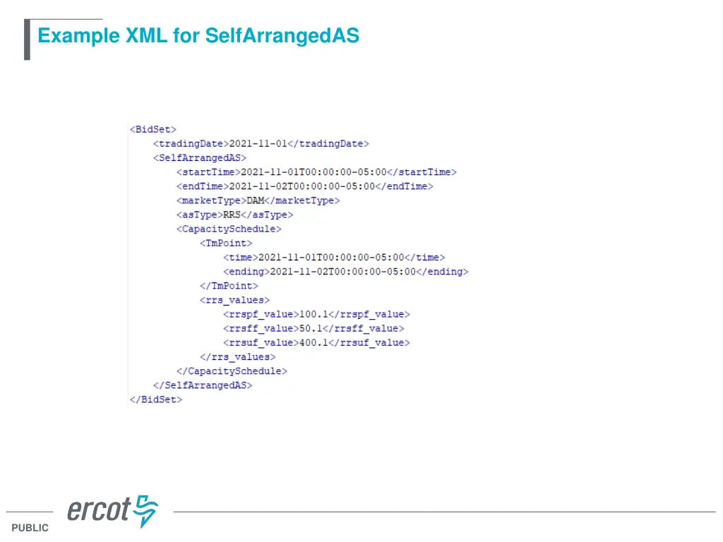example xml for selfarrangedas