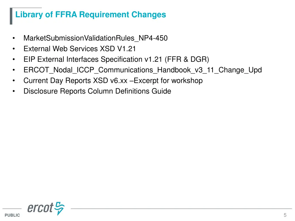 library of ffra requirement changes
