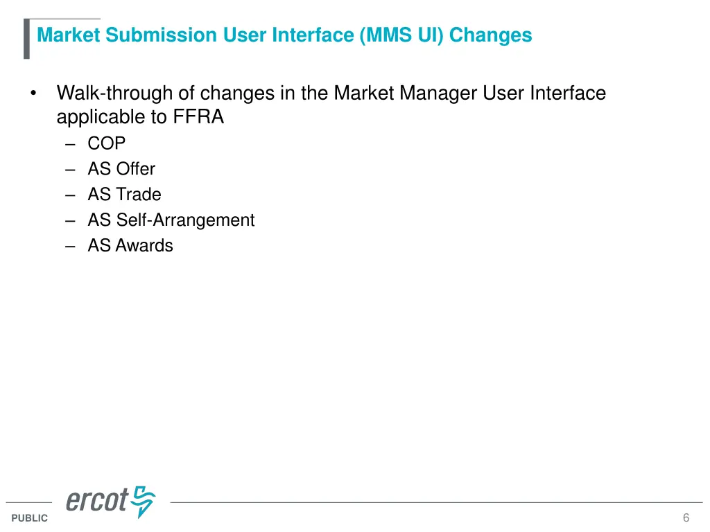 market submission user interface mms ui changes