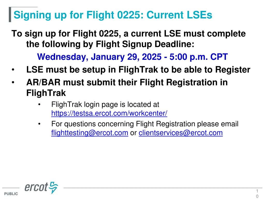 signing up for flight 0225 current lses 1