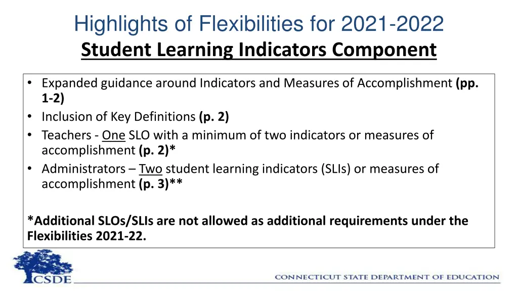 highlights of flexibilities for 2021 2022 student