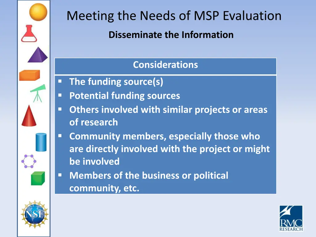 meeting the needs of msp evaluation 19