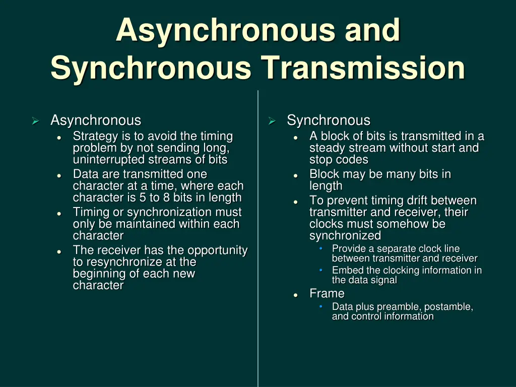 asynchronous and synchronous transmission
