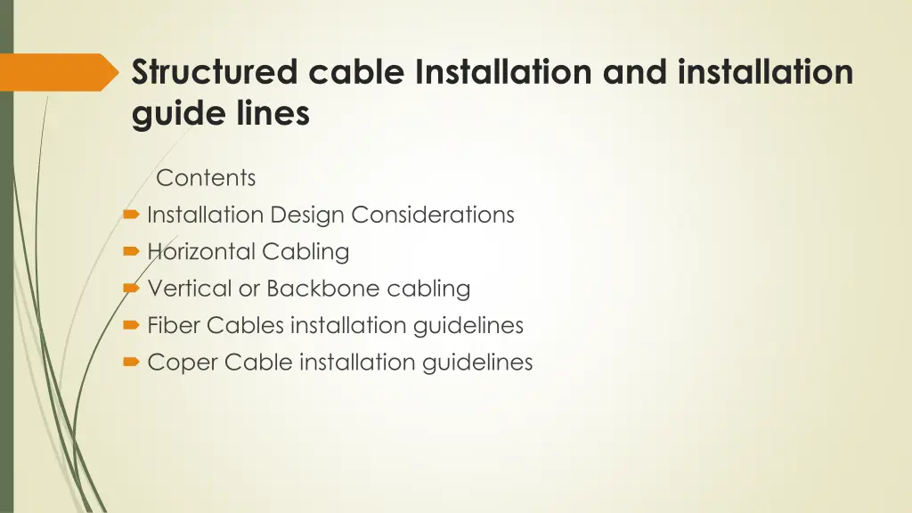structured cable installation and installation