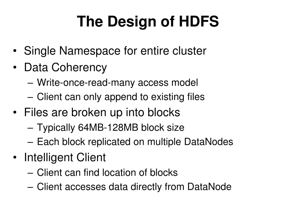 the design of hdfs