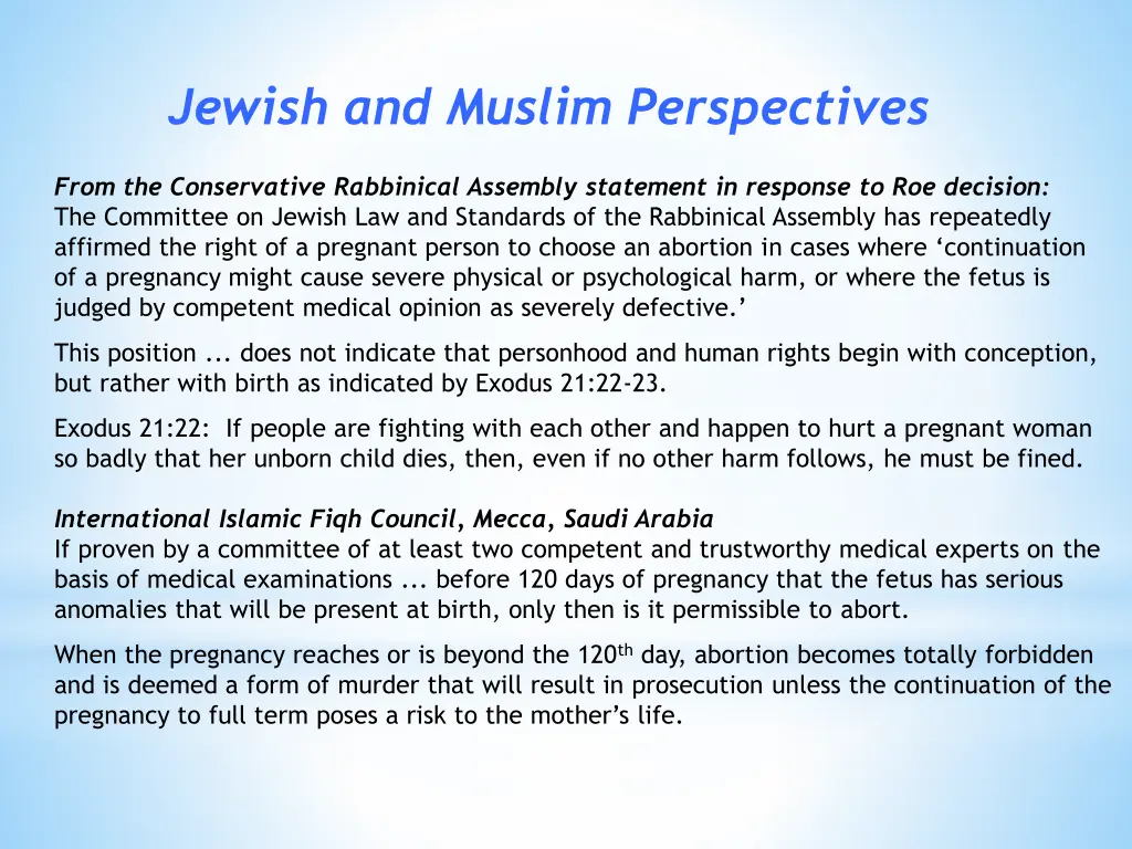 jewish and muslim perspectives