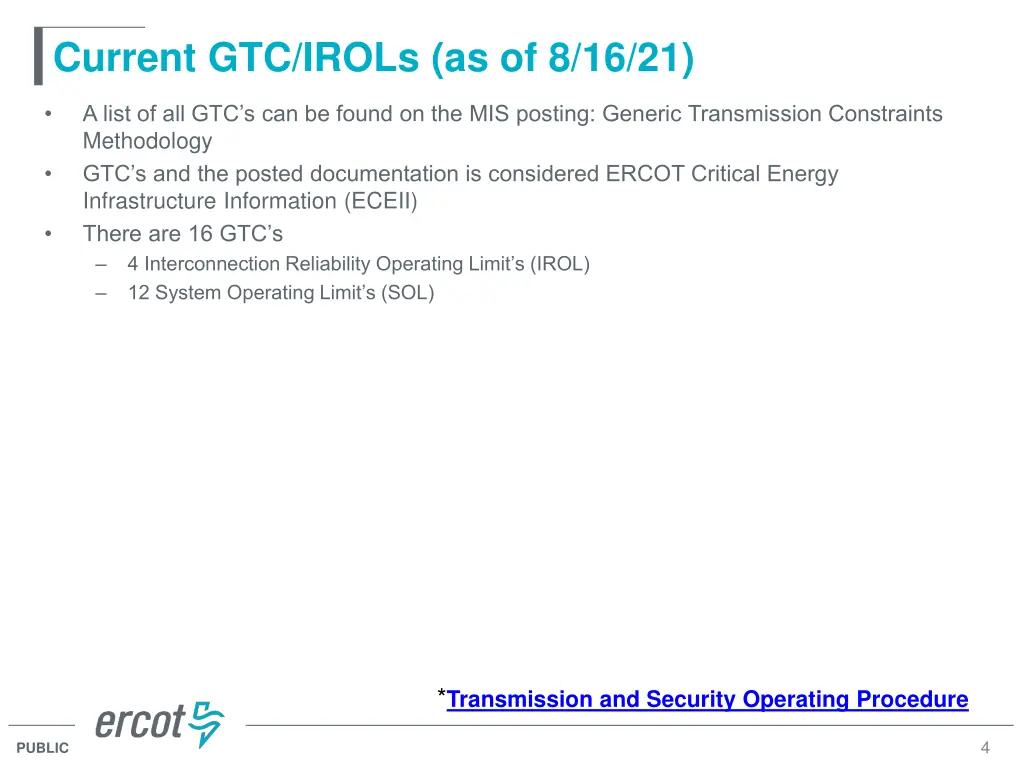 current gtc irols as of 8 16 21