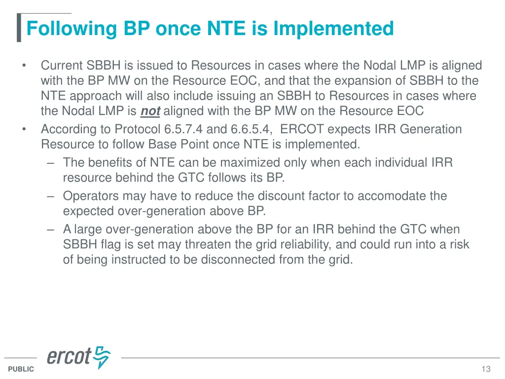 following bp once nte is implemented
