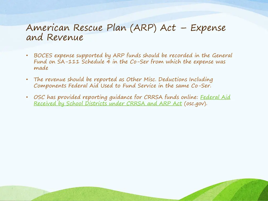 american rescue plan arp act expense and revenue