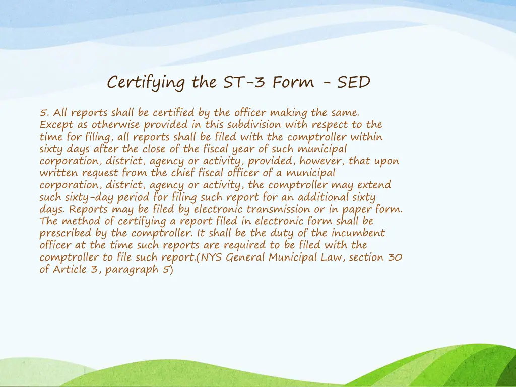 certifying the st 3 form sed
