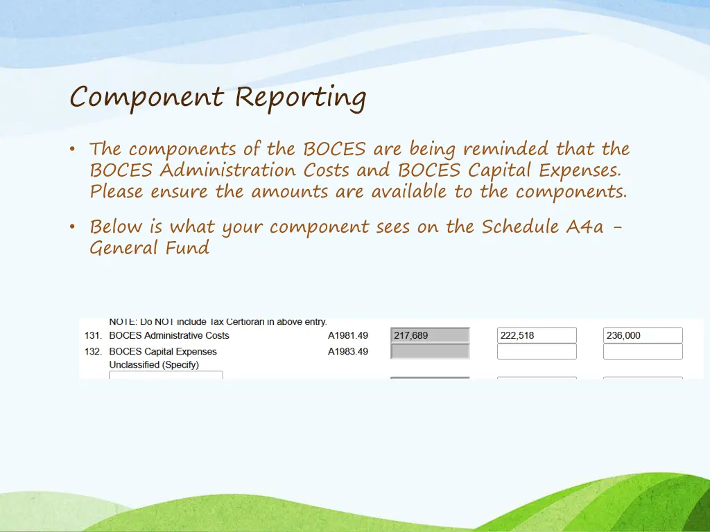 component reporting 1