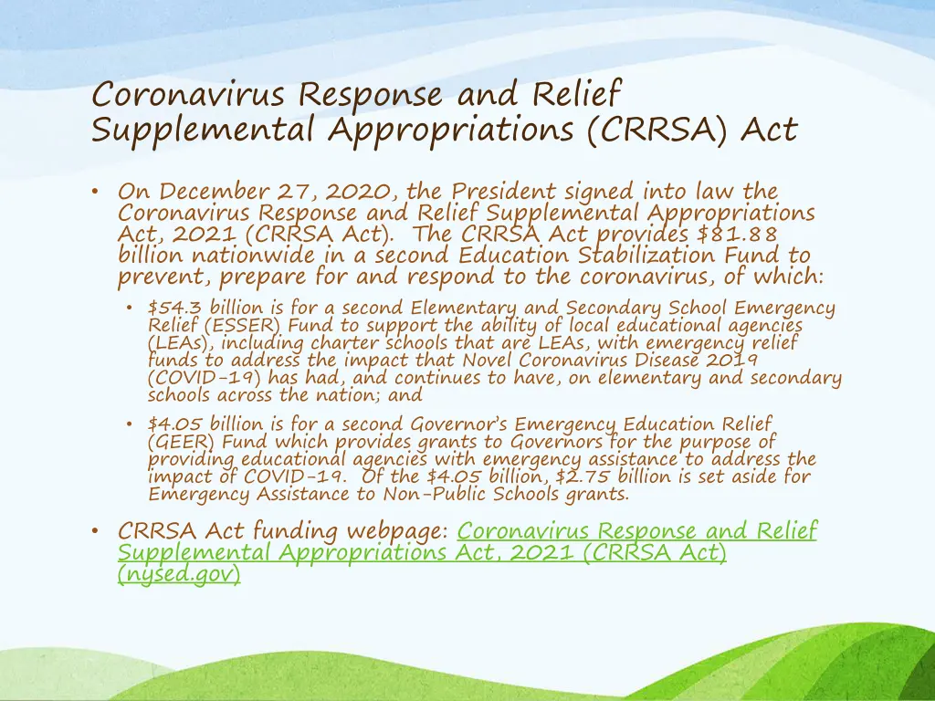 coronavirus response and relief supplemental