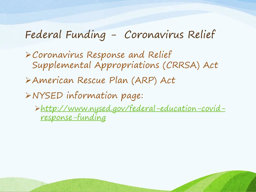 federal funding coronavirus relief coronavirus