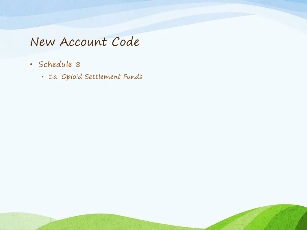 new account code 1