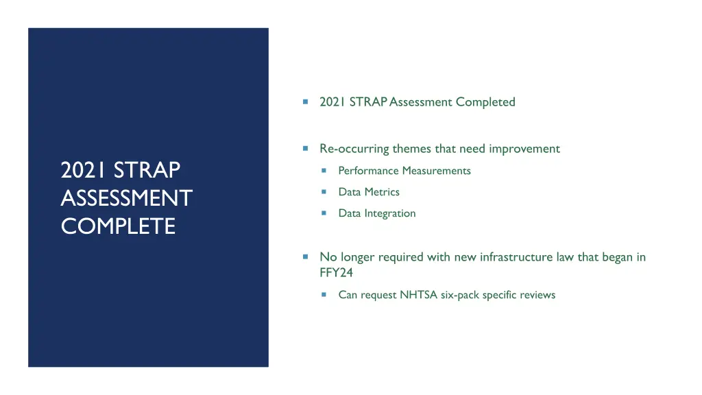 2021 strap assessment completed