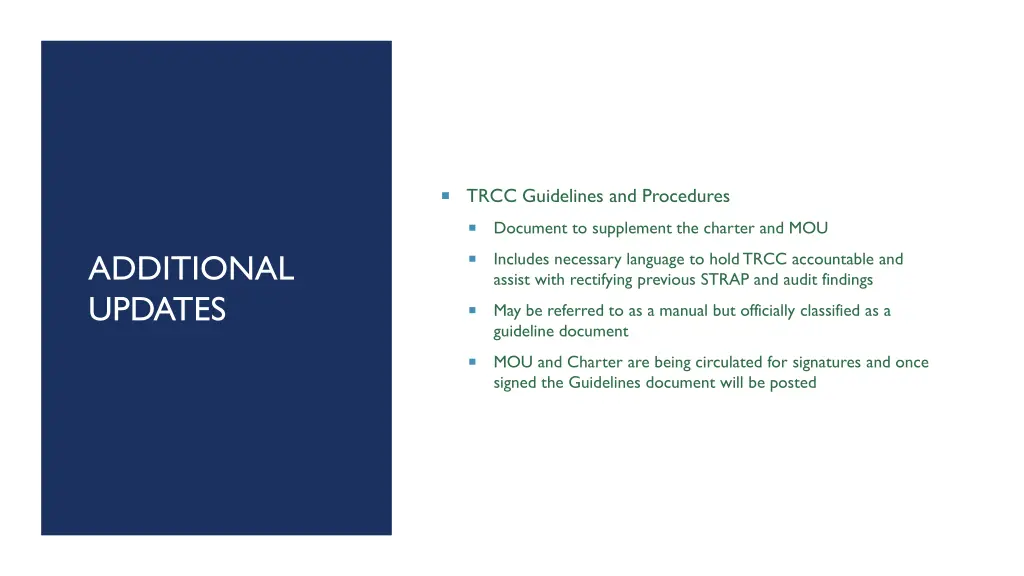 trcc guidelines and procedures