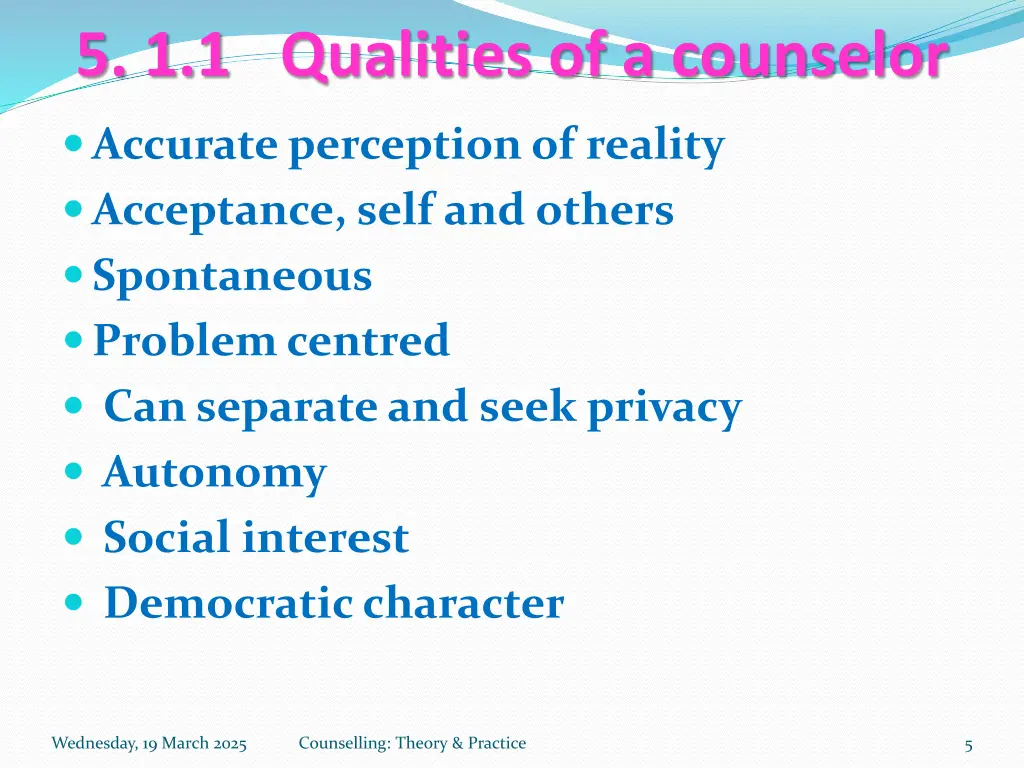 5 1 1 qualities of a counselor