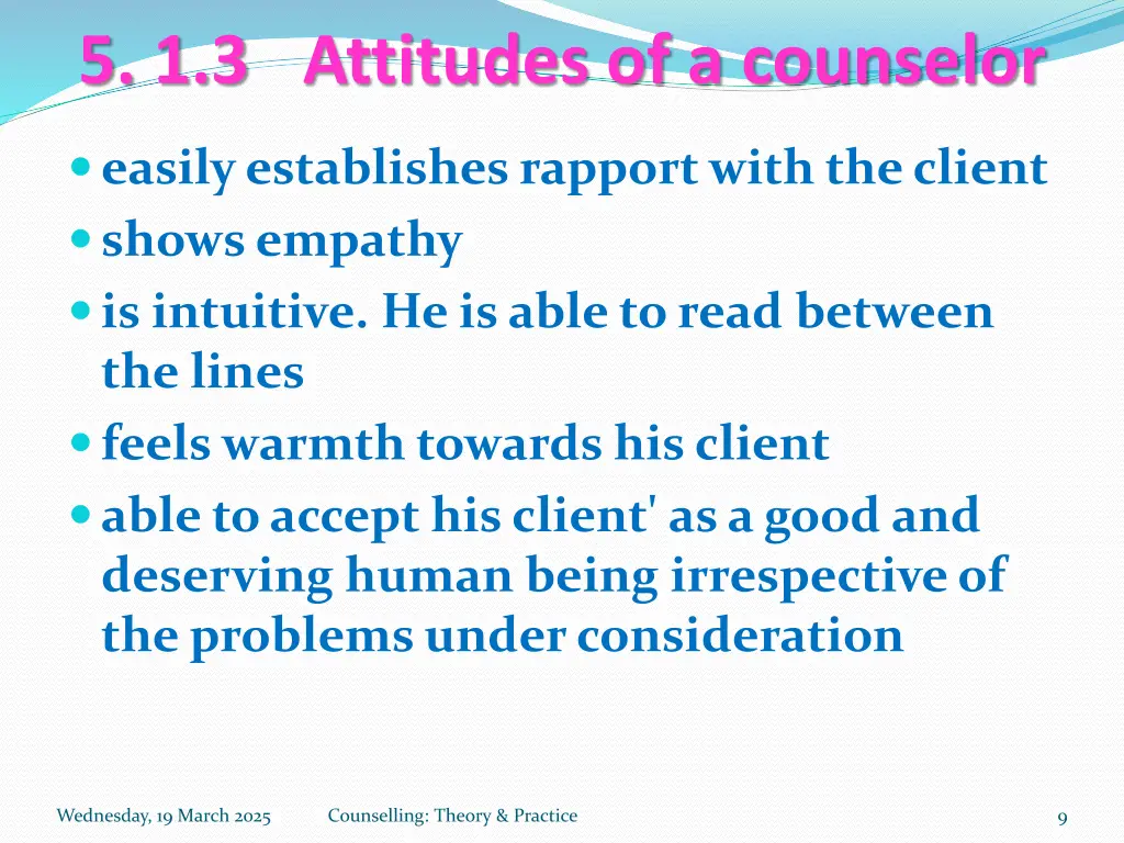 5 1 3 attitudes of a counselor