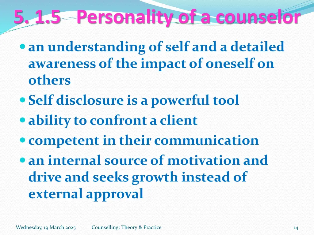 5 1 5 personality of a counselor