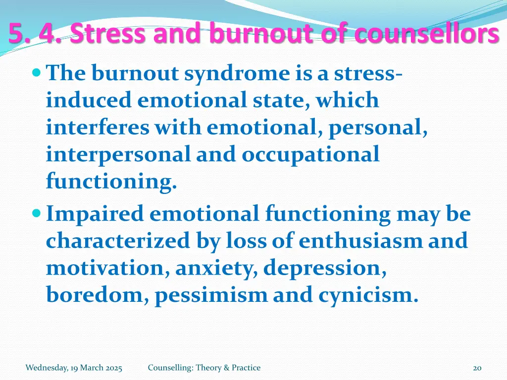 5 4 stress and burnout of counsellors