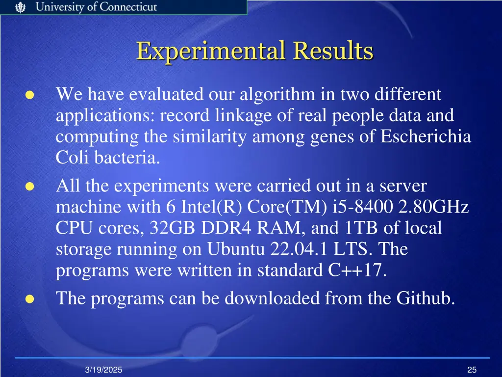 experimental results