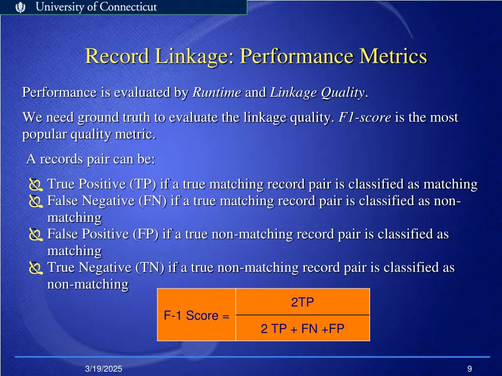 record linkage performance metrics