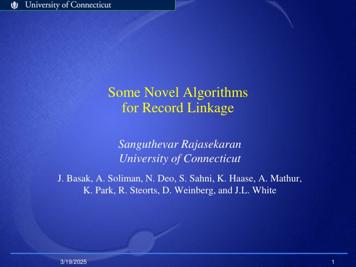 some novel algorithms for record linkage