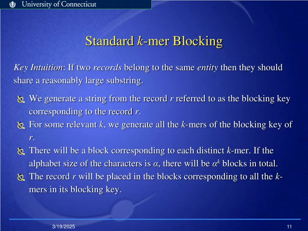 standard k mer blocking