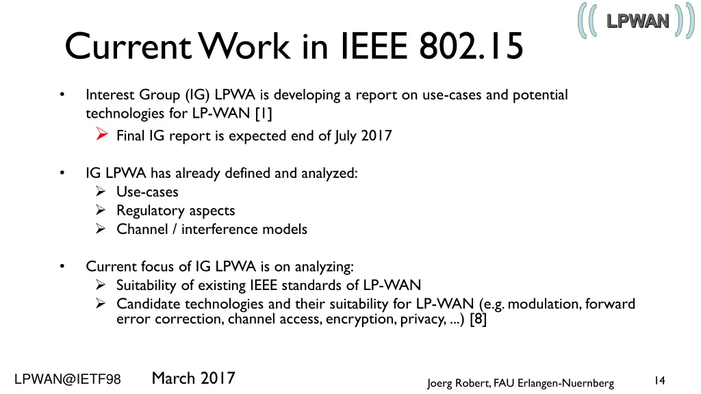 current work in ieee 802 15