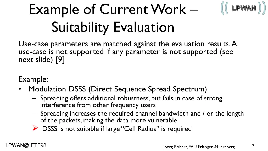 example of current work suitability evaluation