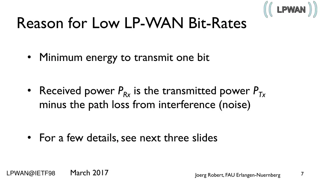 reason for low lp wan bit rates
