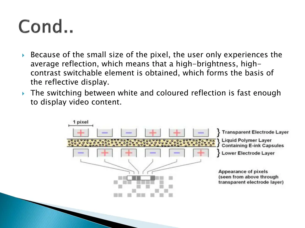 because of the small size of the pixel the user
