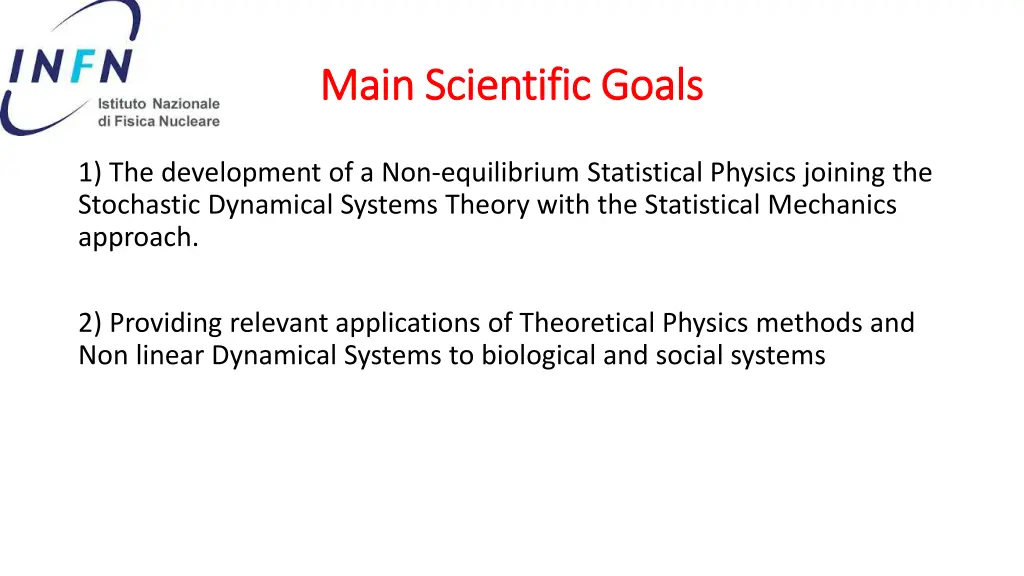 main main scientific goals scientific goals