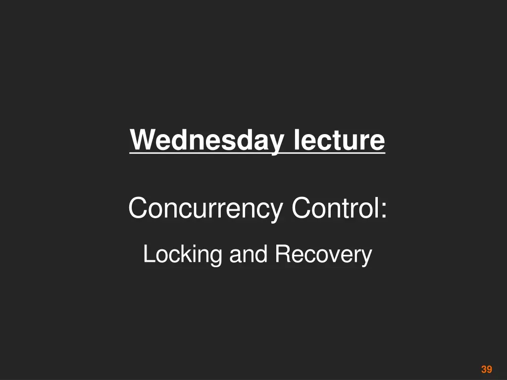 wednesday lecture