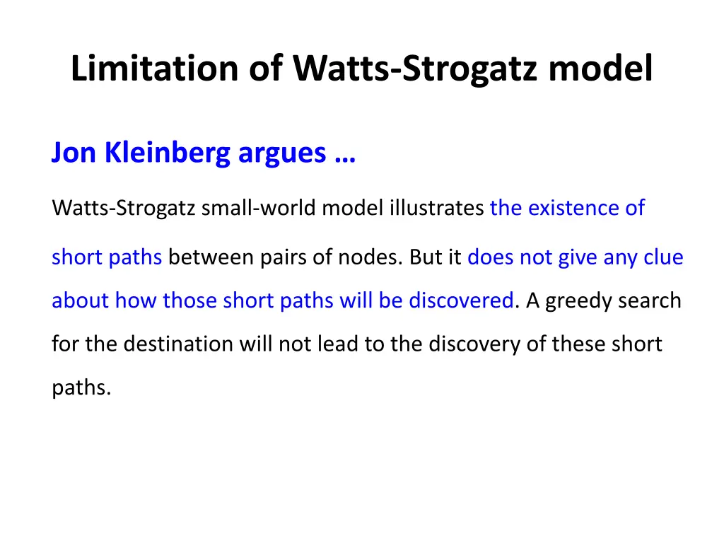 limitation of watts strogatz model
