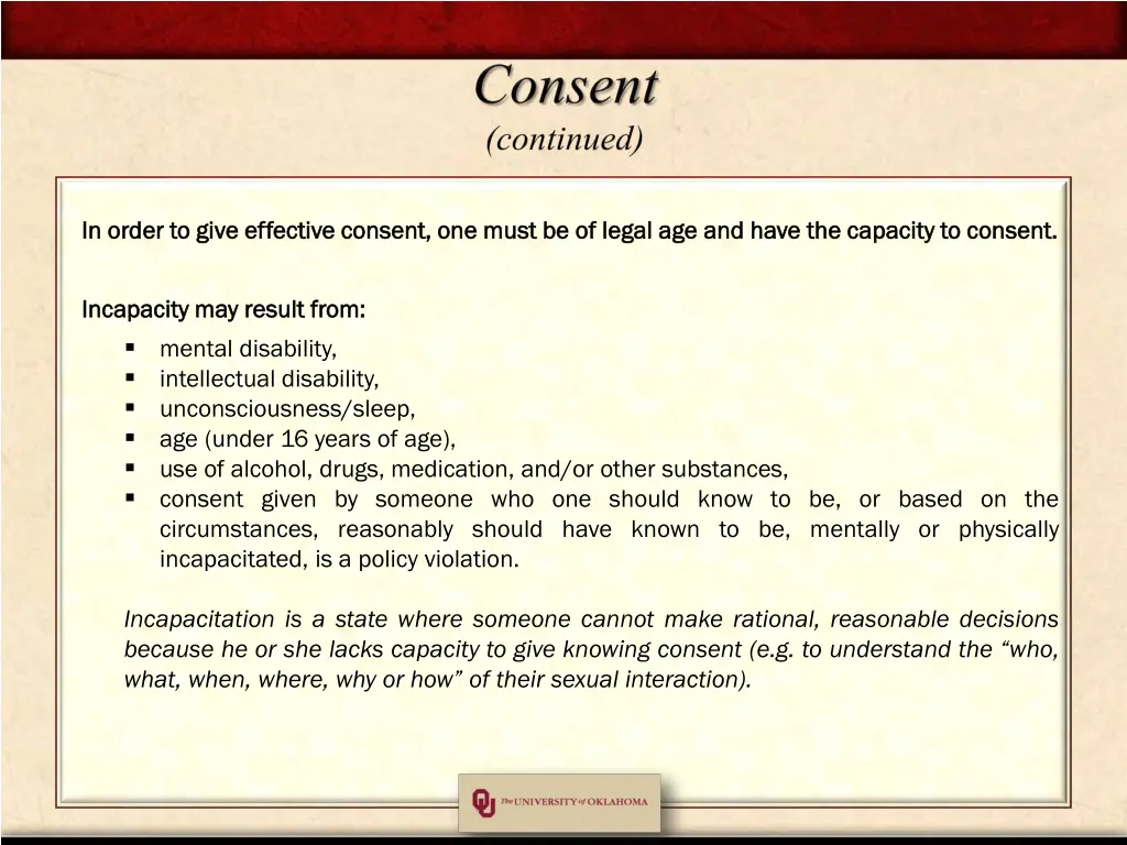 in order to give effective consent one must