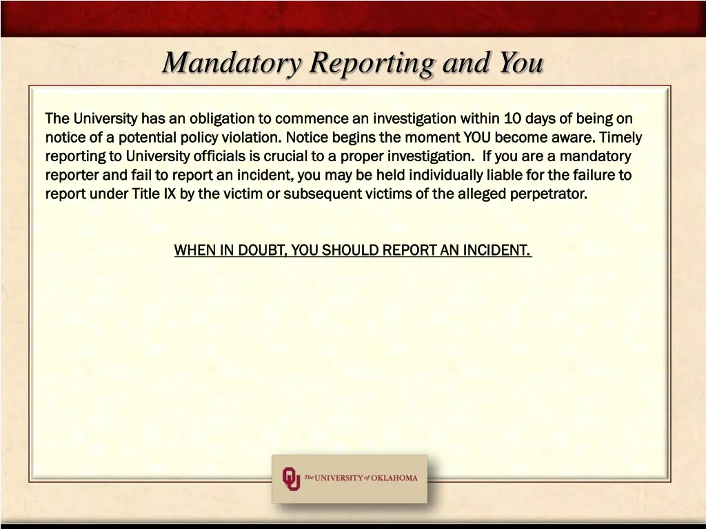 mandatory reporting and you 1