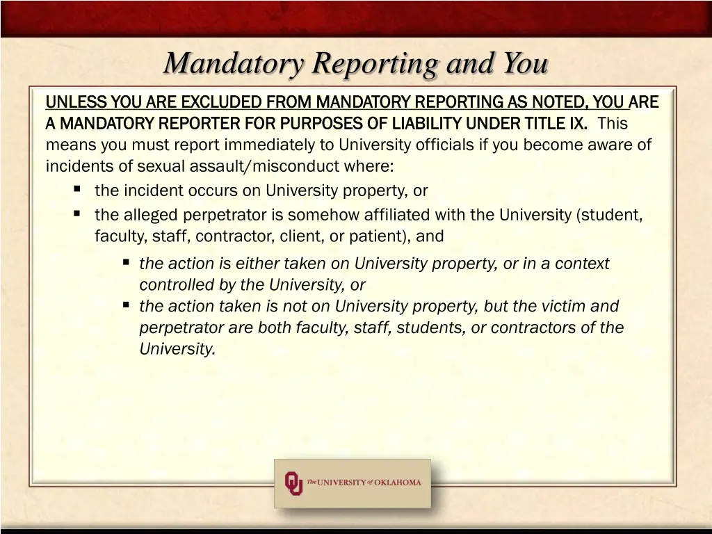 mandatory reporting and you