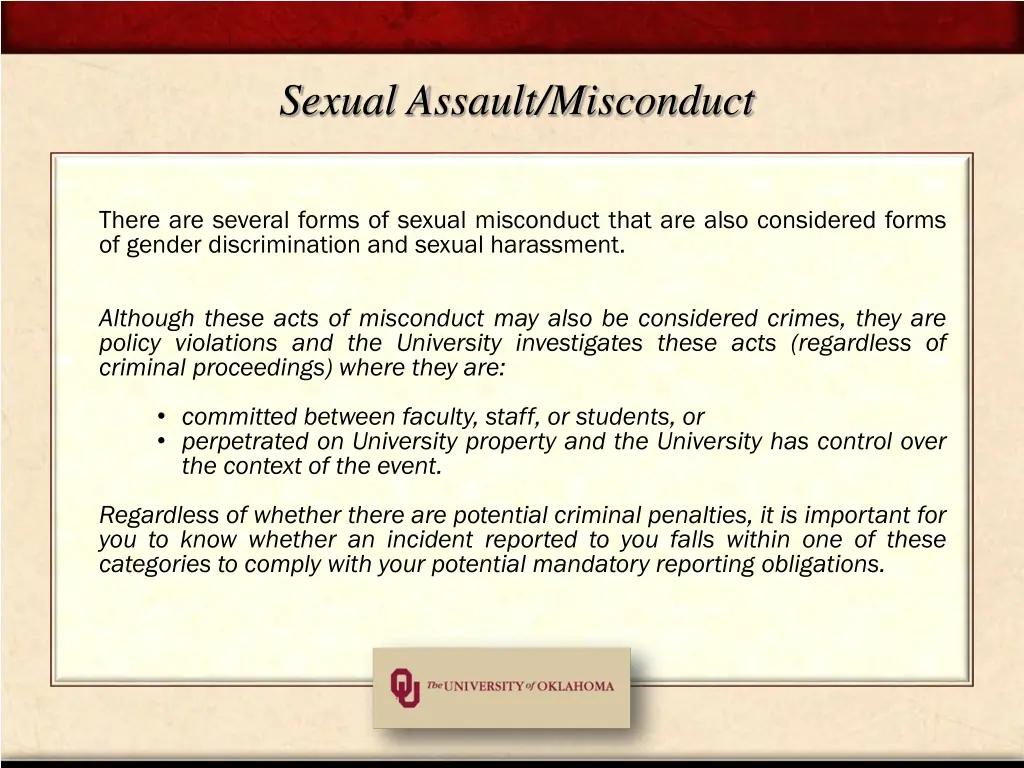 sexual assault misconduct
